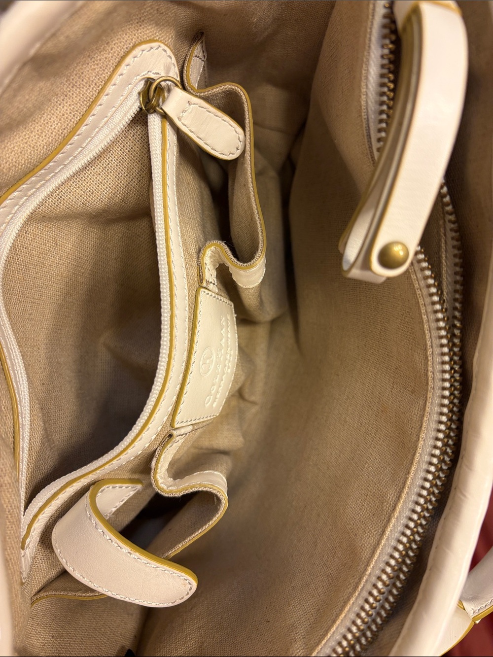 Cole Haan - *Read* Sierra Open Weave SP06 - Rare White Leather Cream Woven Tote - Picture 7 of 16